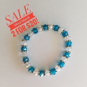 New Blue & Clear Shiny Beaded Bracelet